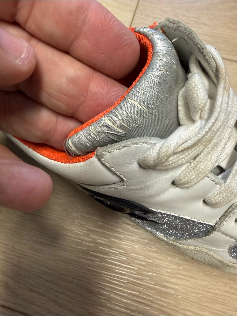 CHANEL White, Silver Glitter and Orange Low-Top Running Sneakers Size 8 (38) - Picture 11 of 16